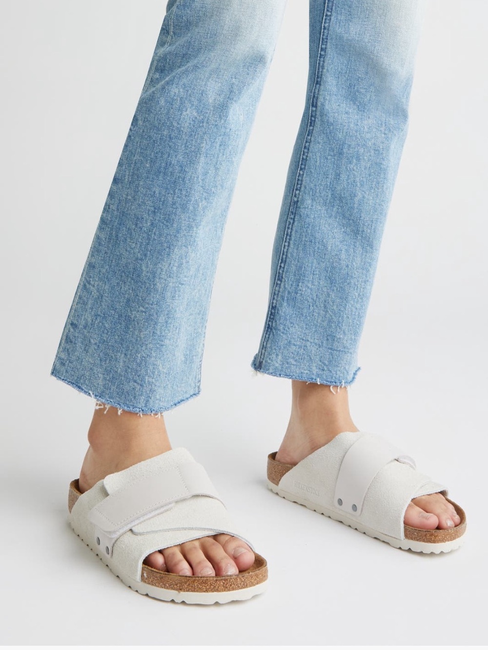 Birkenstock Kyoto Slide White Suede 39 NWT